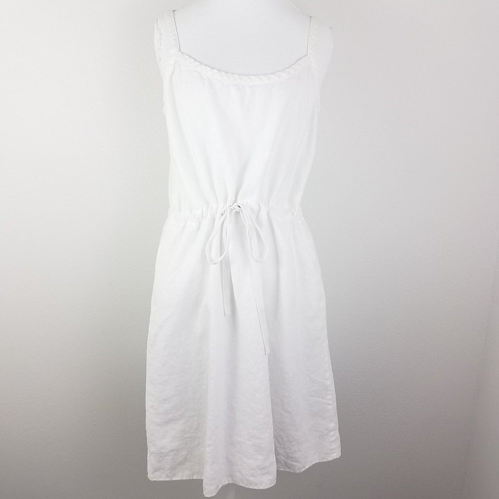 Eileen Fisher | White Linen Sun Dress Tie Waist